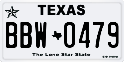 TX license plate BBW0479