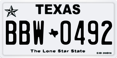 TX license plate BBW0492