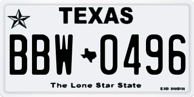 TX license plate BBW0496
