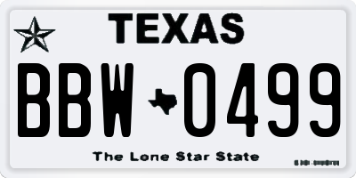 TX license plate BBW0499