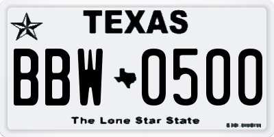TX license plate BBW0500
