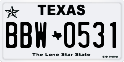 TX license plate BBW0531