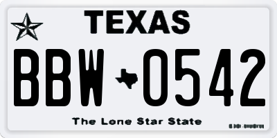 TX license plate BBW0542