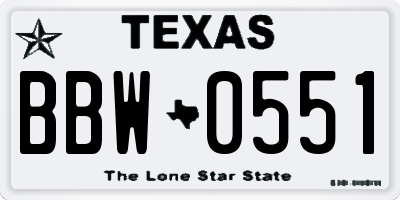 TX license plate BBW0551