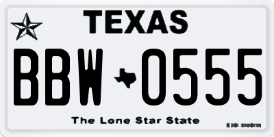 TX license plate BBW0555