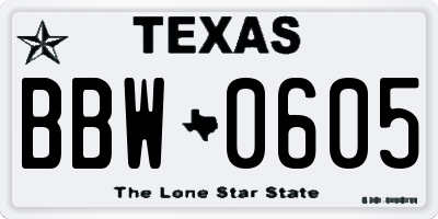 TX license plate BBW0605