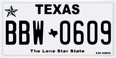 TX license plate BBW0609