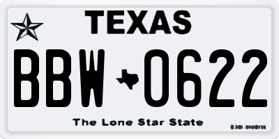 TX license plate BBW0622