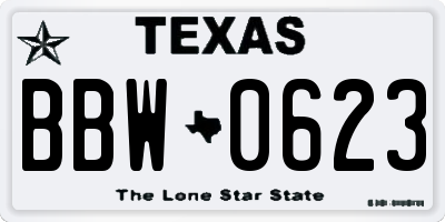 TX license plate BBW0623