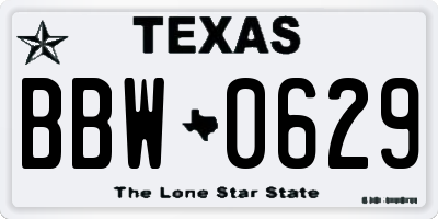 TX license plate BBW0629