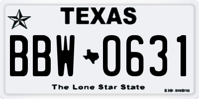TX license plate BBW0631