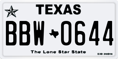 TX license plate BBW0644