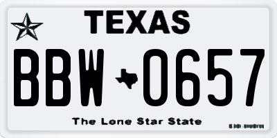 TX license plate BBW0657