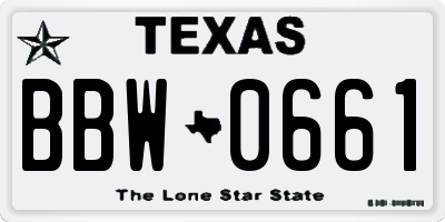 TX license plate BBW0661