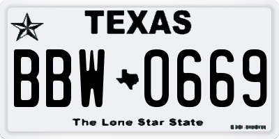 TX license plate BBW0669