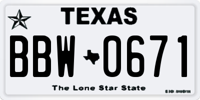 TX license plate BBW0671