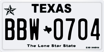 TX license plate BBW0704