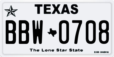 TX license plate BBW0708