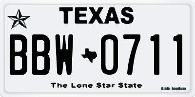 TX license plate BBW0711