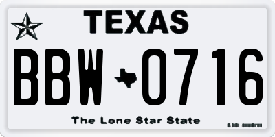 TX license plate BBW0716