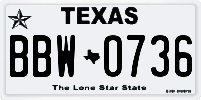 TX license plate BBW0736