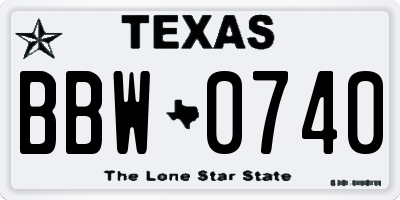 TX license plate BBW0740