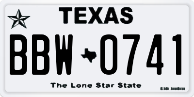 TX license plate BBW0741