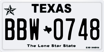 TX license plate BBW0748