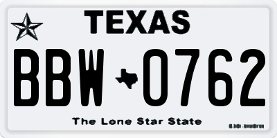 TX license plate BBW0762