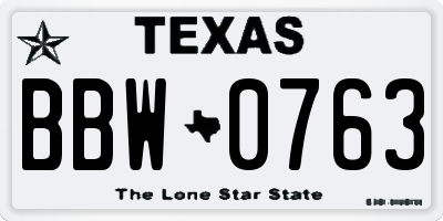 TX license plate BBW0763