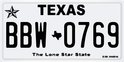 TX license plate BBW0769