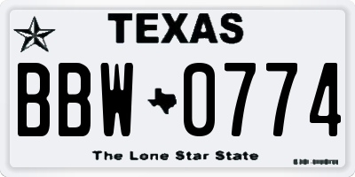 TX license plate BBW0774