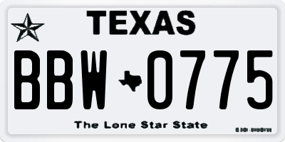 TX license plate BBW0775