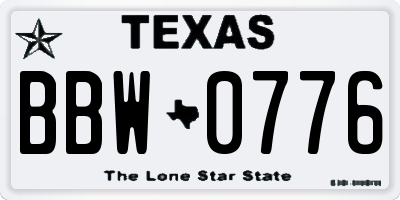 TX license plate BBW0776