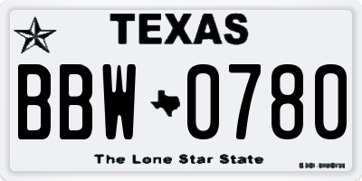 TX license plate BBW0780