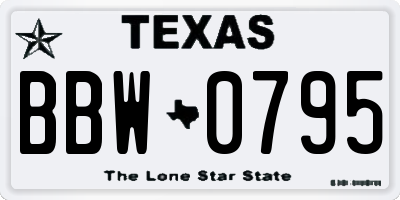 TX license plate BBW0795