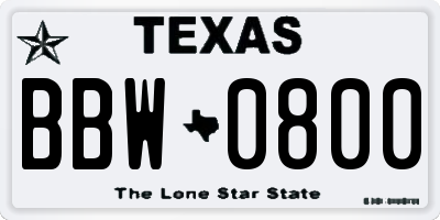 TX license plate BBW0800