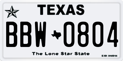 TX license plate BBW0804