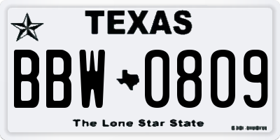 TX license plate BBW0809