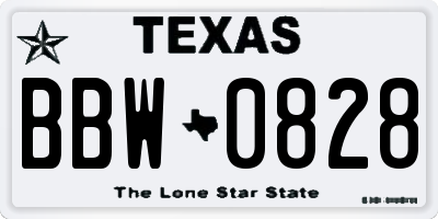 TX license plate BBW0828