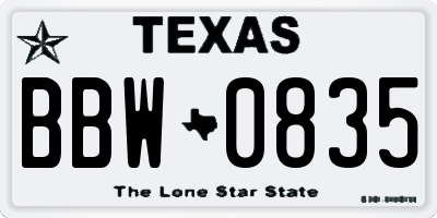TX license plate BBW0835