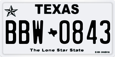 TX license plate BBW0843