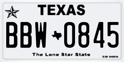 TX license plate BBW0845