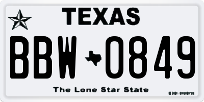 TX license plate BBW0849