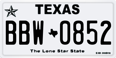 TX license plate BBW0852
