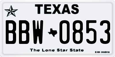TX license plate BBW0853