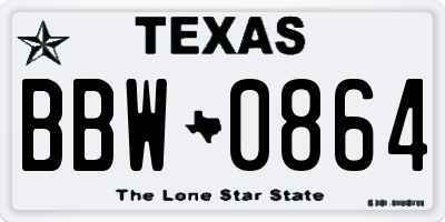 TX license plate BBW0864