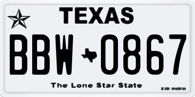 TX license plate BBW0867
