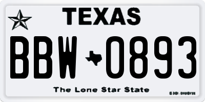 TX license plate BBW0893