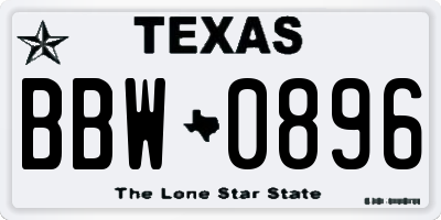 TX license plate BBW0896